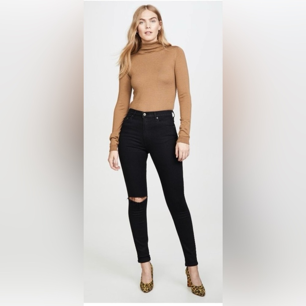 Reformation Jeans Skinny Fit  Destructed High Waisted Stretchy in Black size 27